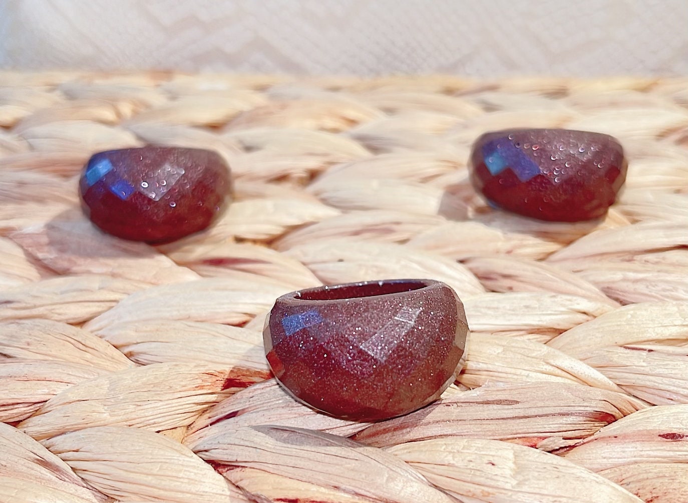 MAGNETIC COPPER BEVELED DOME RING-SPARKLE ROSE BROWN