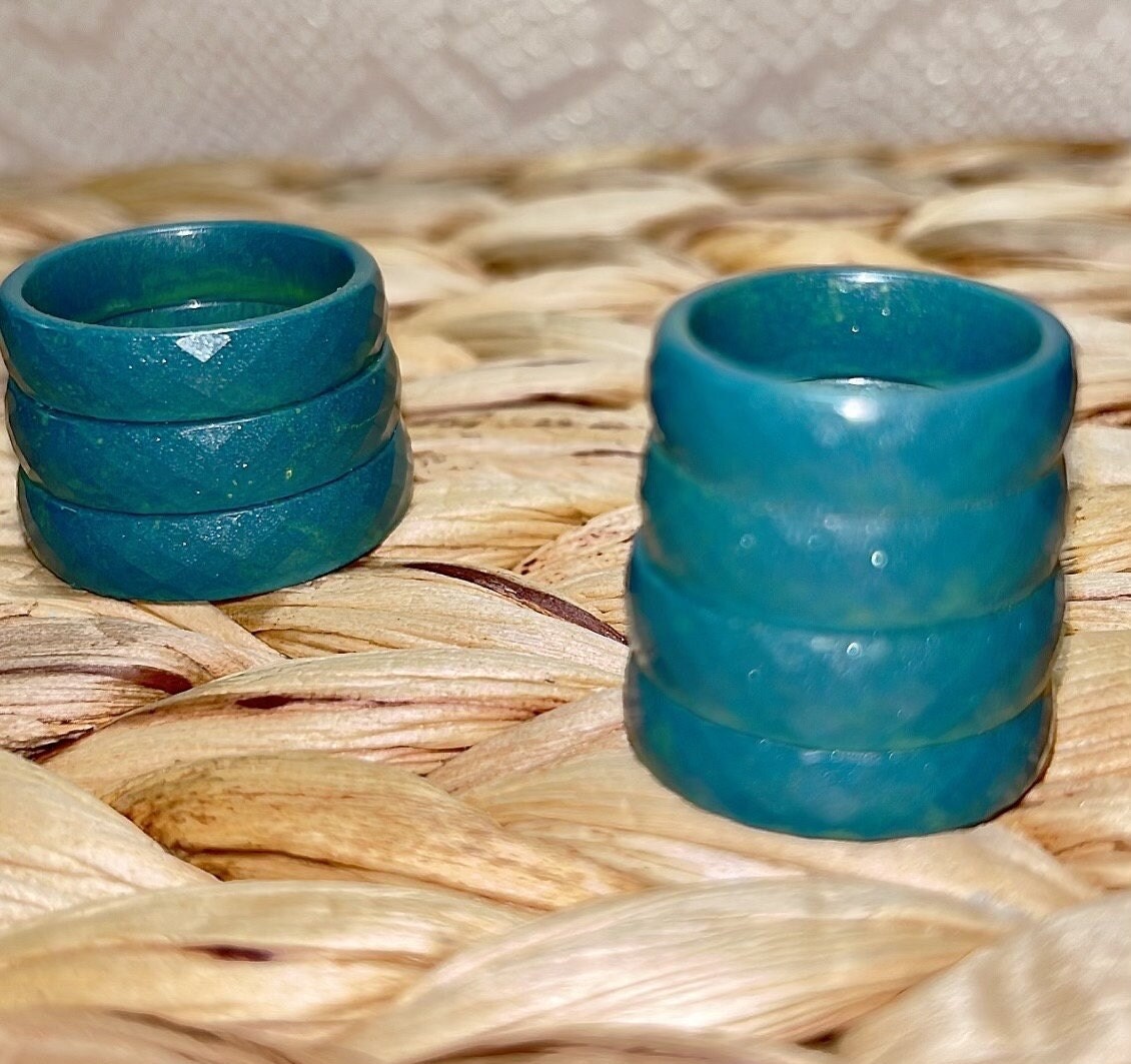 MAGNETIC COPPER 6 MM BAND RING - GREEN TURQUOISE