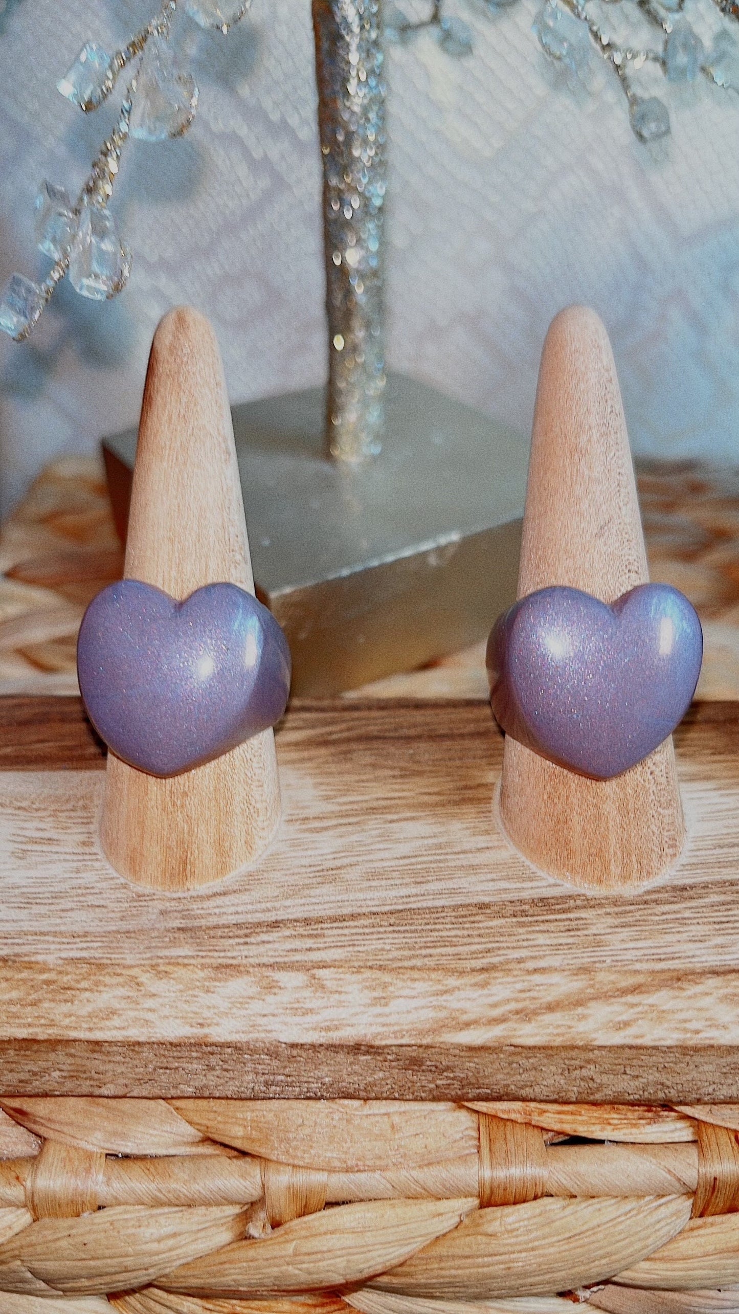 MAGNETIC COPPER HEART RING - VIOLET