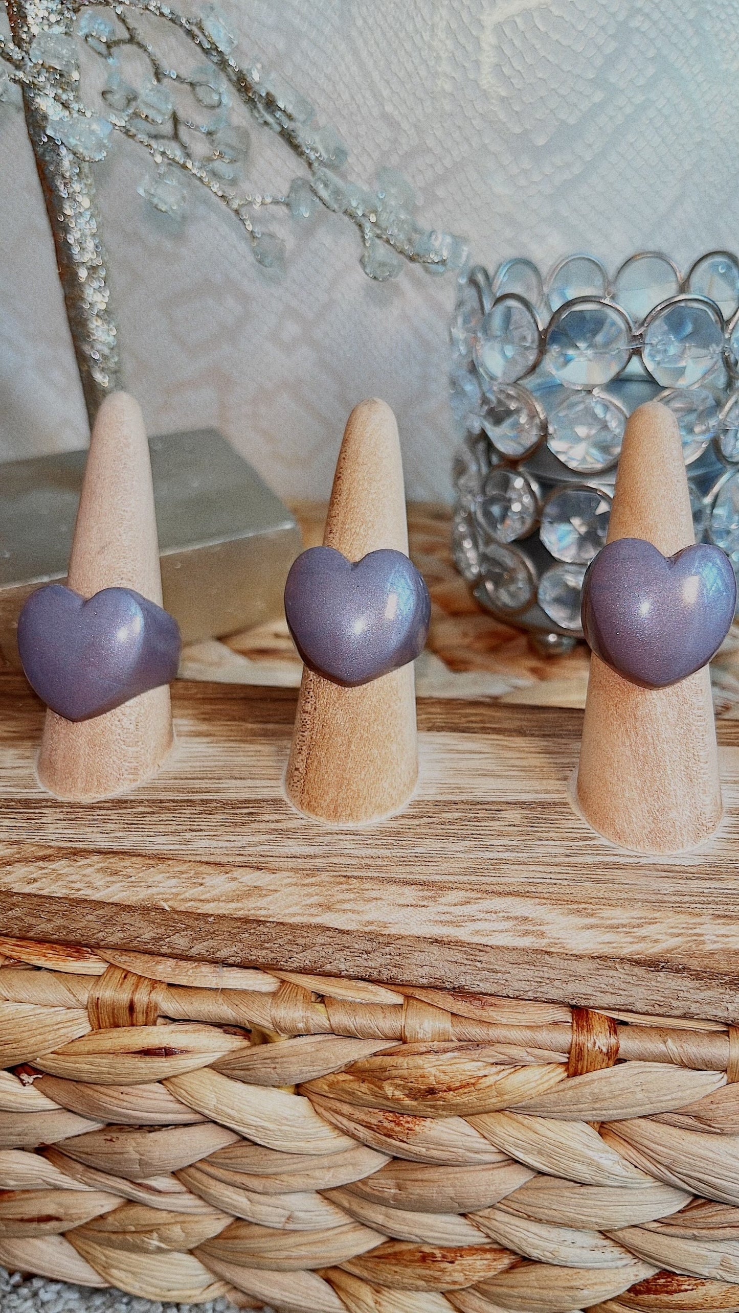 MAGNETIC COPPER HEART RING - VIOLET