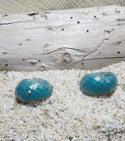 MAGNETIC COPPER BEVELED DOME RING - SPARKLE TURQUOISE