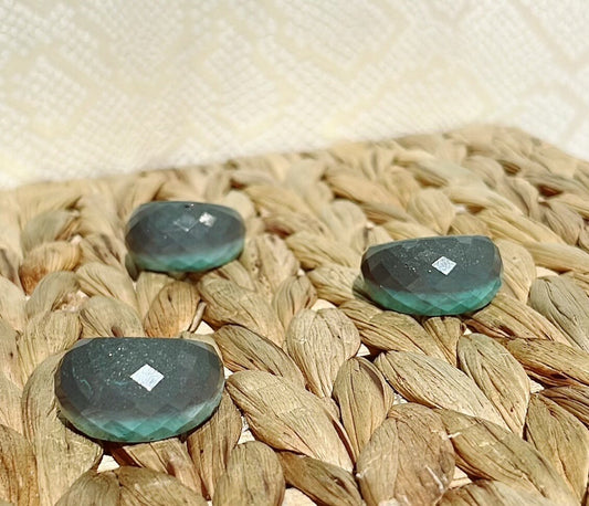MAGNETIC COPPER BEVELED DOME RING- TURQUOISE GRAY