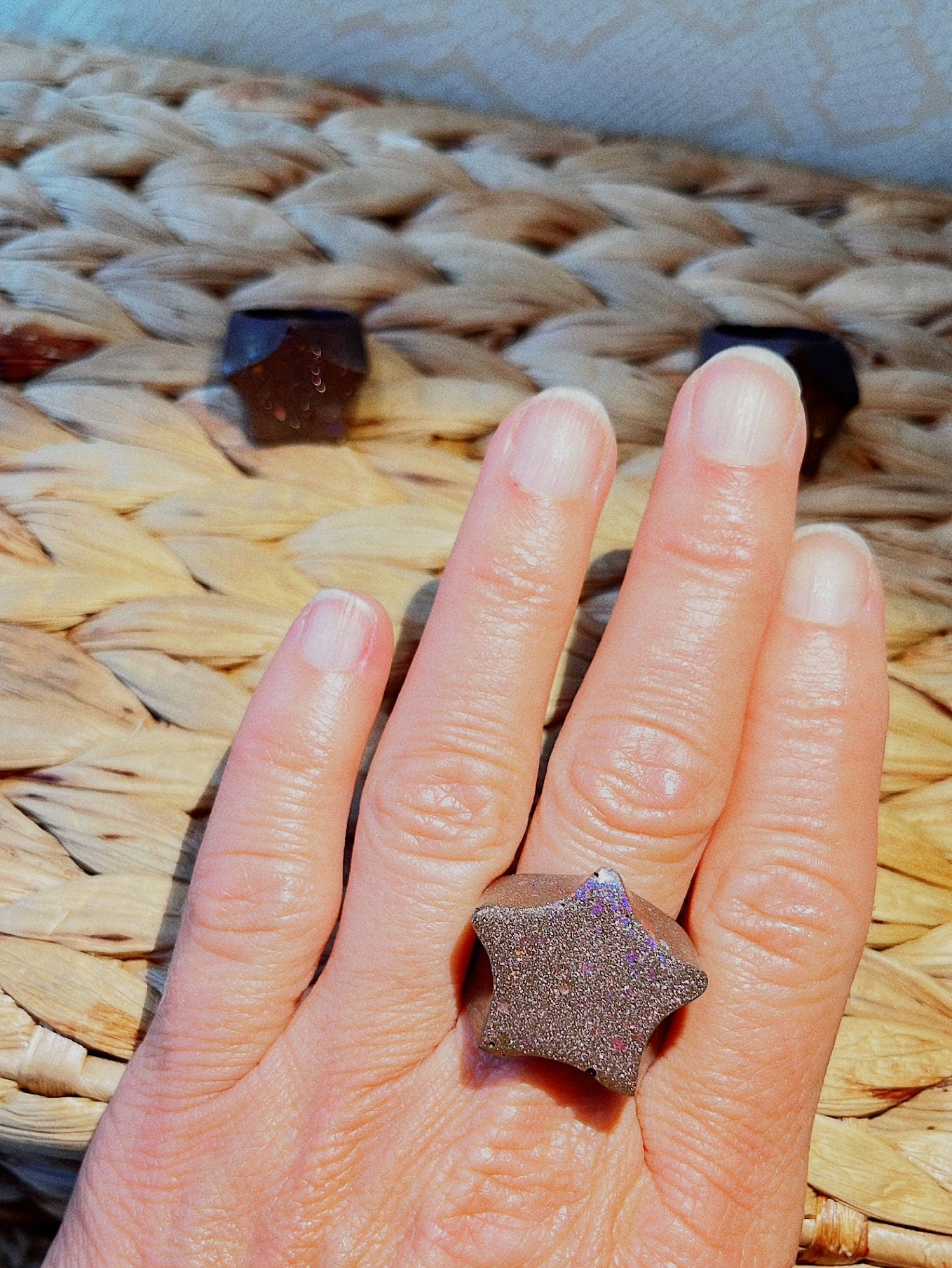 MAGNETIC COPPER STAR RING - BROWN BIG SPARKLES