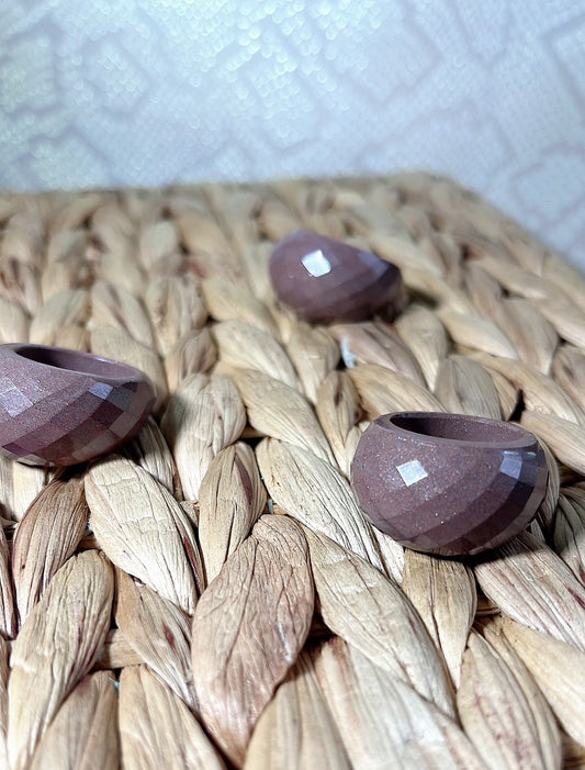 MAGNETIC COPPER BEVELED DOME RING - SPARKLE MAUVE
