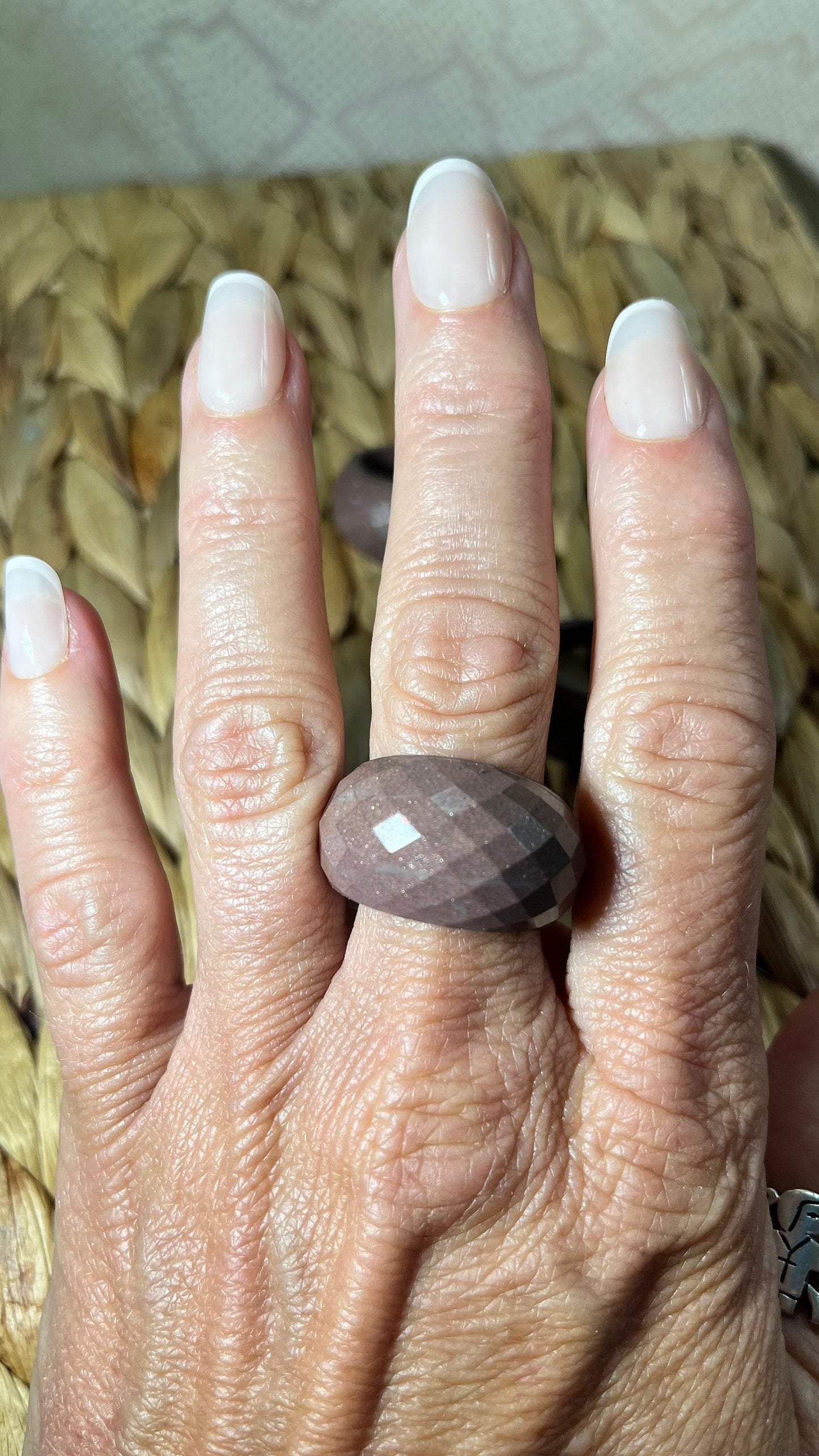 MAGNETIC COPPER BEVELED DOME RING - SPARKLE MAUVE