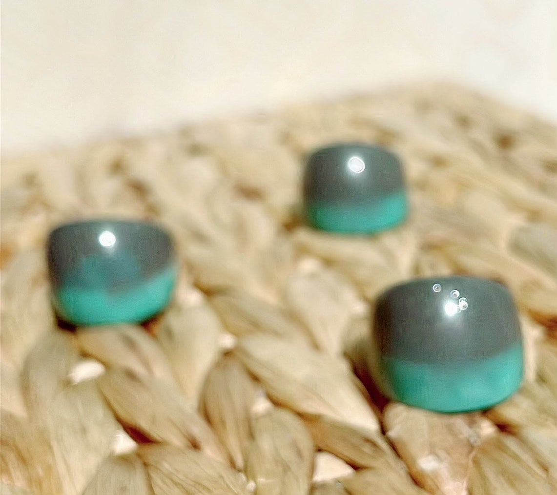 MAGNETIC COPPER DOME RING - TURQUOISE GREY