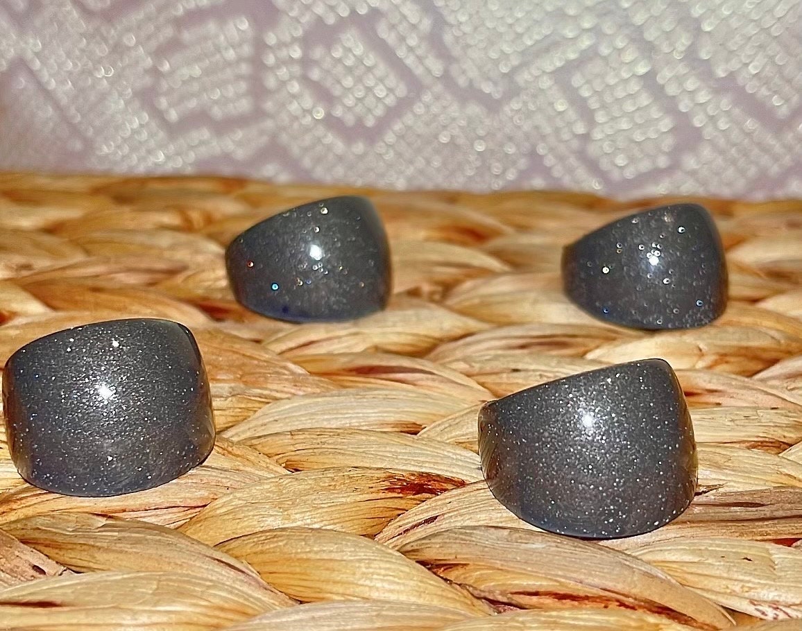 MAGNETIC COPPER DOME RING - SPARKLE DARK GREY