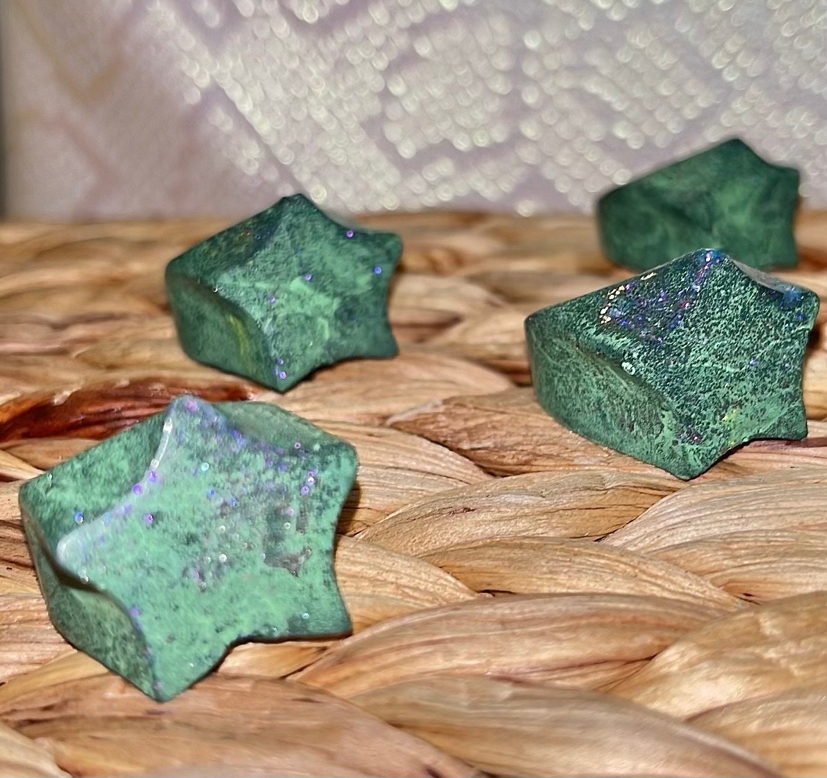 MAGNETIC COPPER STAR RING - GREEN PINK SPARKLE