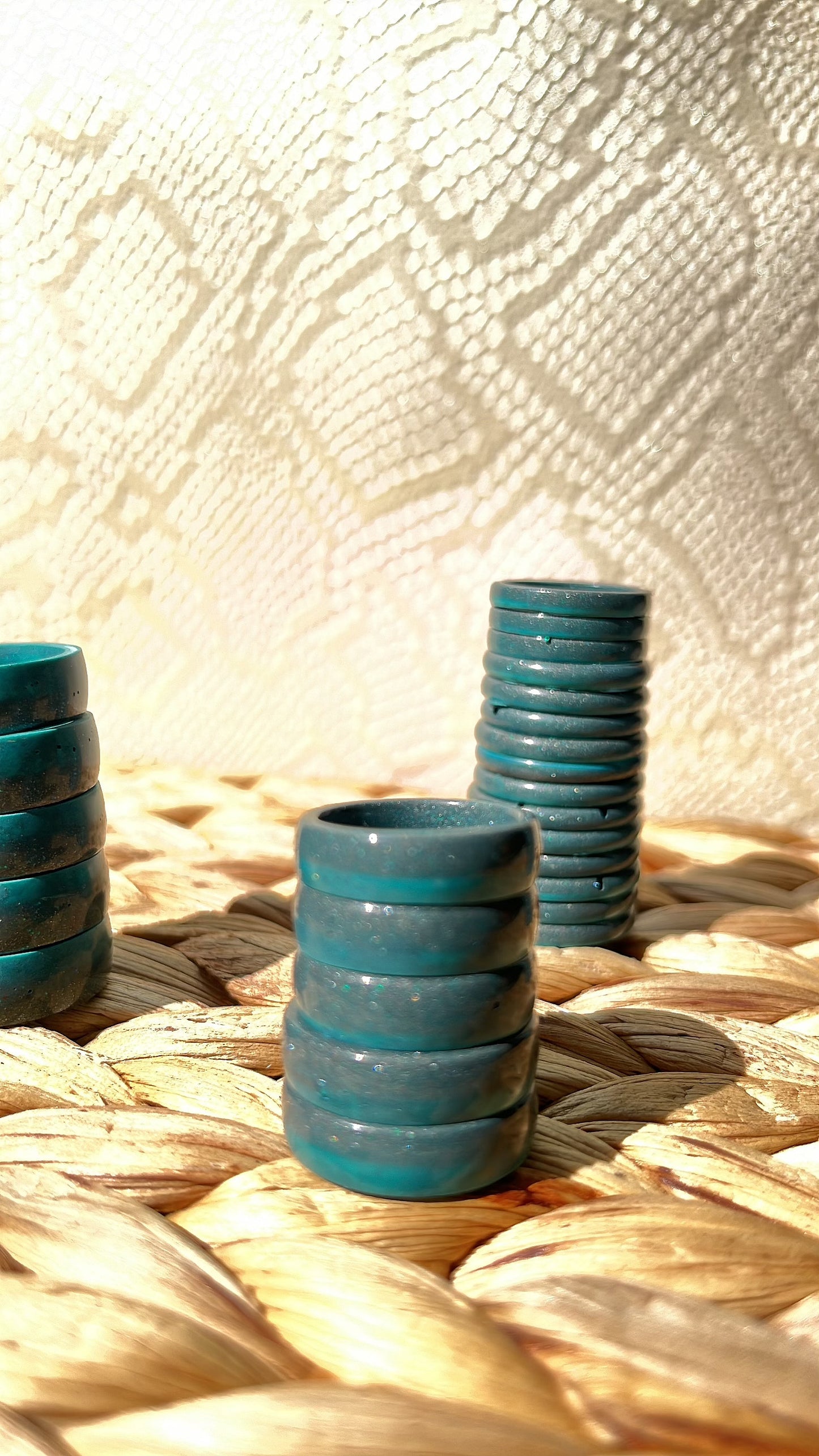 MAGNETIC COPPER 8MM BAND RING- SPARKLE OCEAN