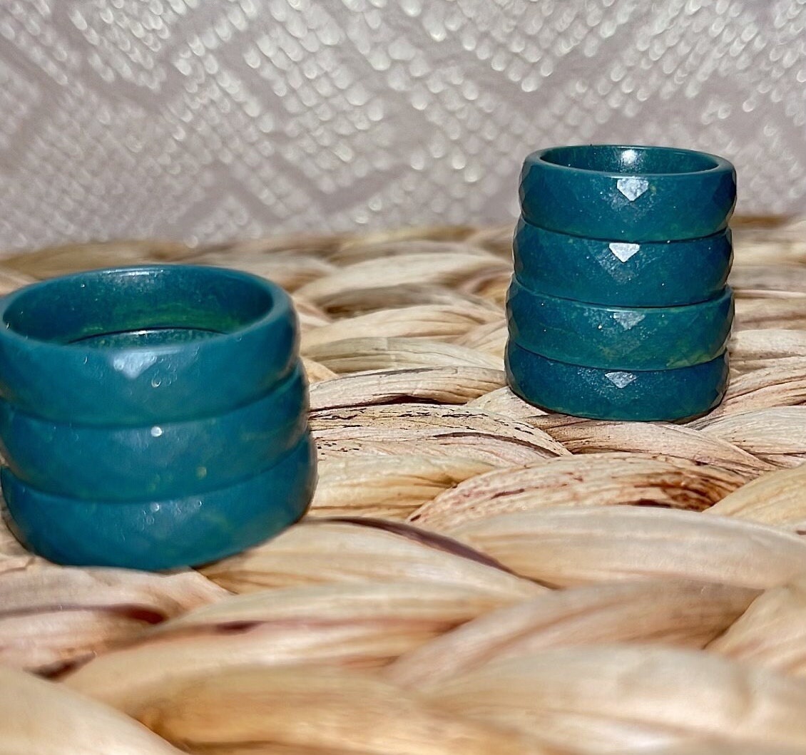 MAGNETIC COPPER 6 MM BAND RING - GREEN TURQUOISE