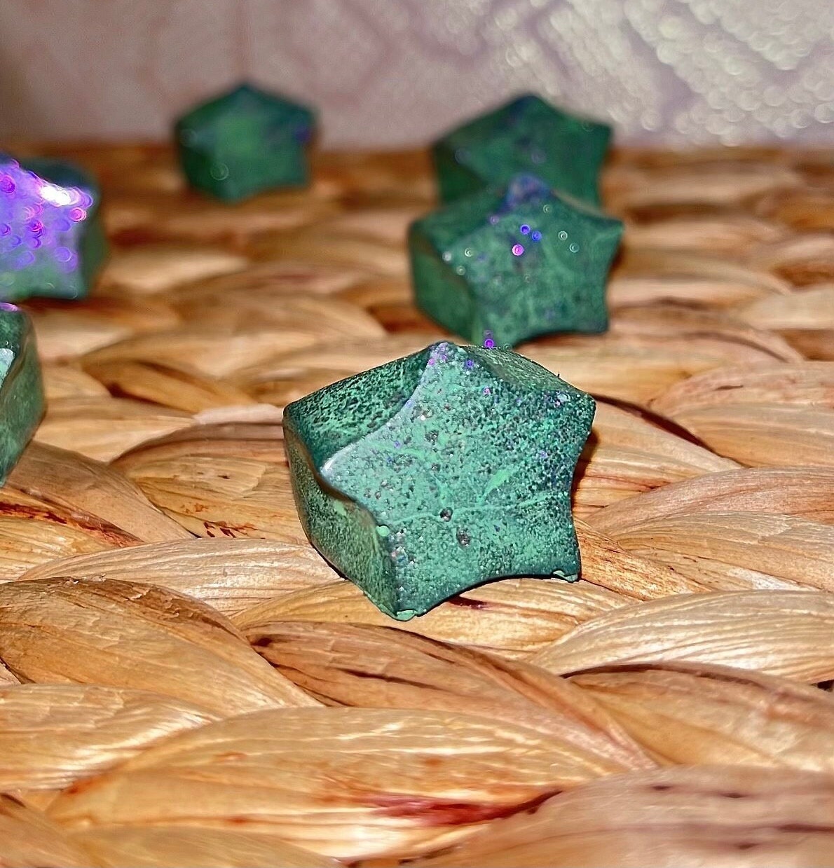 MAGNETIC COPPER STAR RING - GREEN PINK SPARKLE