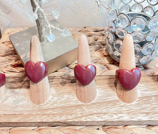 MAGNETIC COPPER HEART RING - SPARKLE RED