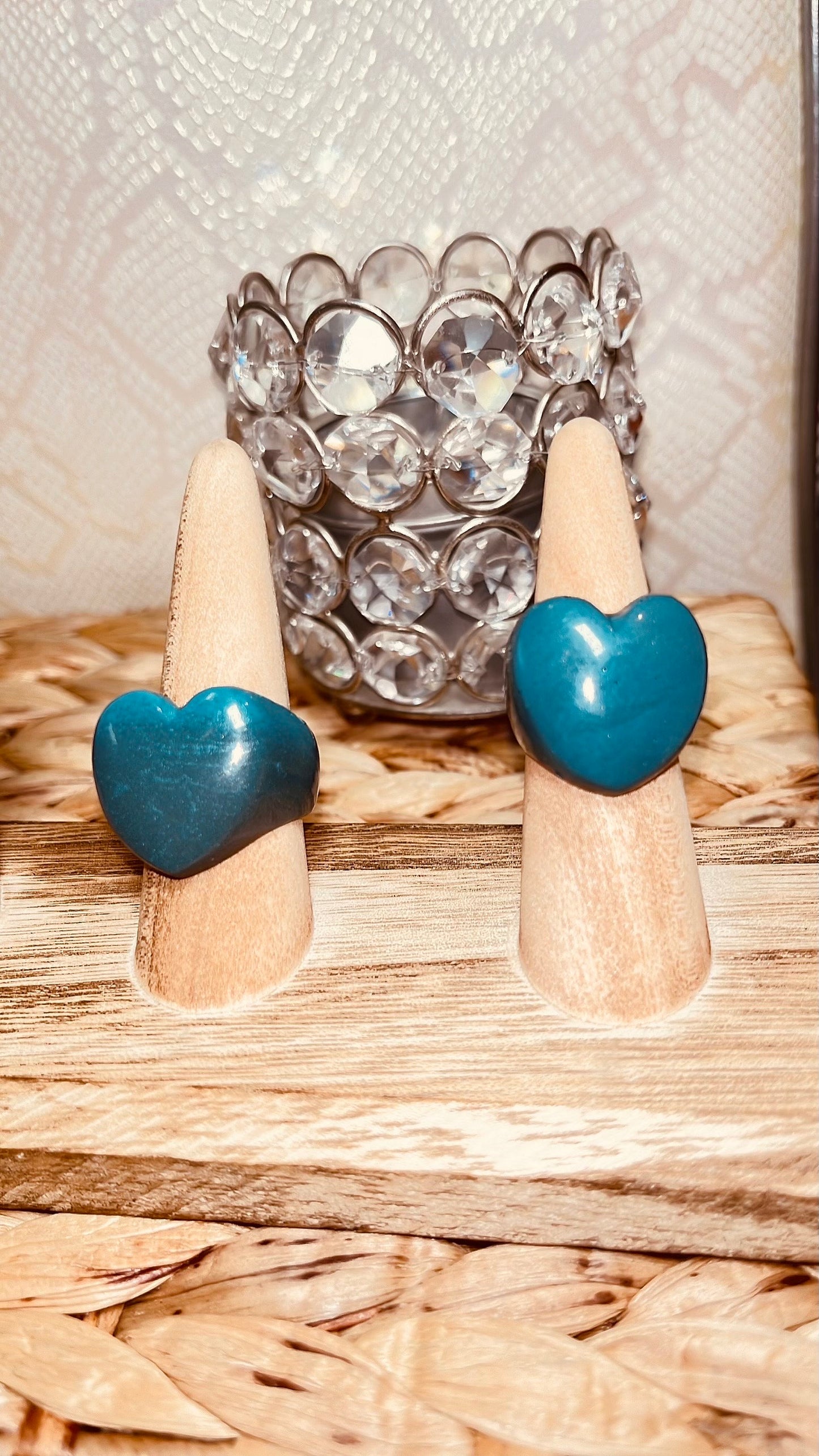 MAGNETIC COPPER HEART RING - FADED BLUE JEAN