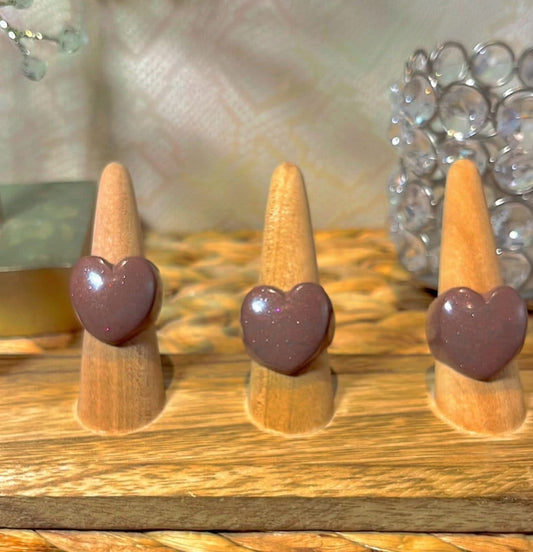 MAGNETIC COPPER HEART RING - SPARKLE MAUVE
