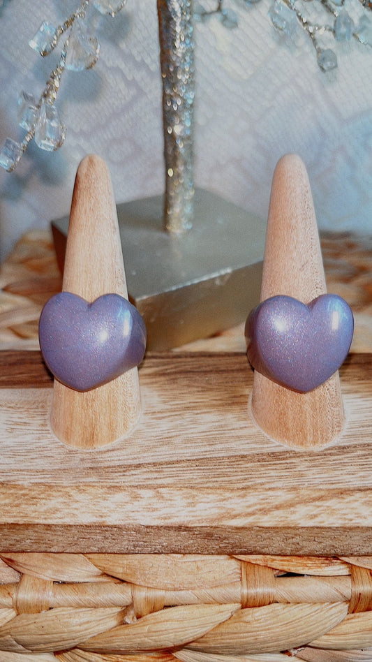 MAGNETIC COPPER HEART RING - VIOLET