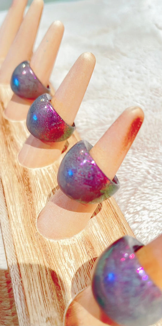 MAGNETIC COPPER DOME RING -FAIRY DUST